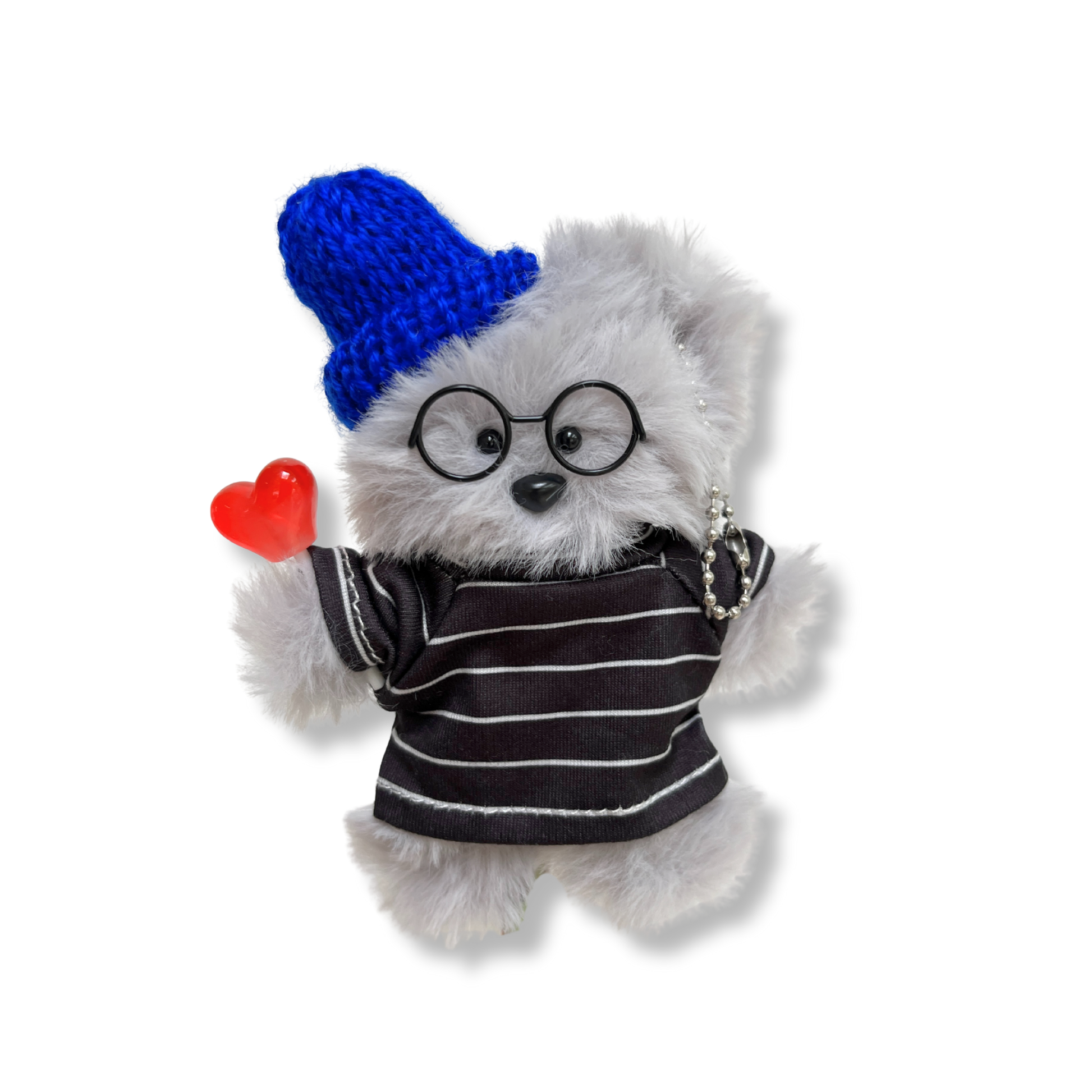 Fuzzy Grey Bear Keychain