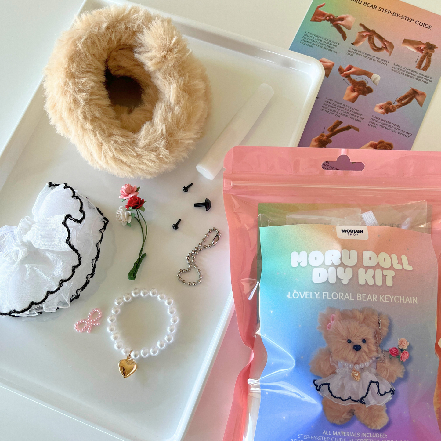 LOVELY FLORAL BEAR DIY KEYCHAIN KIT